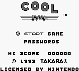 Cool Ball title screen for GameBoy